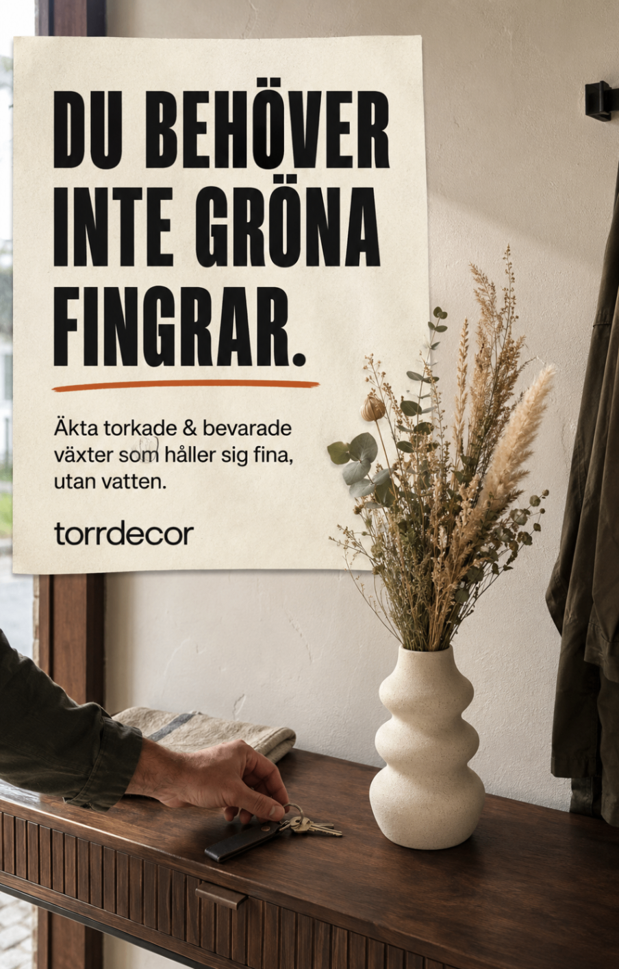 Annons för Torrdecor med designvas
