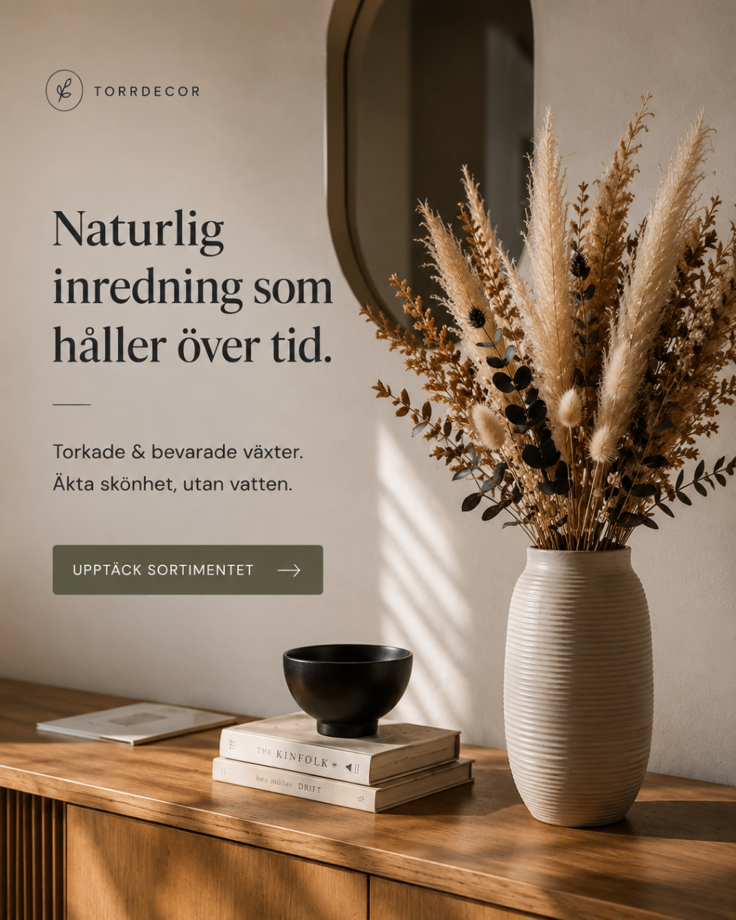 Annons för Torrdecor med pampasgräs