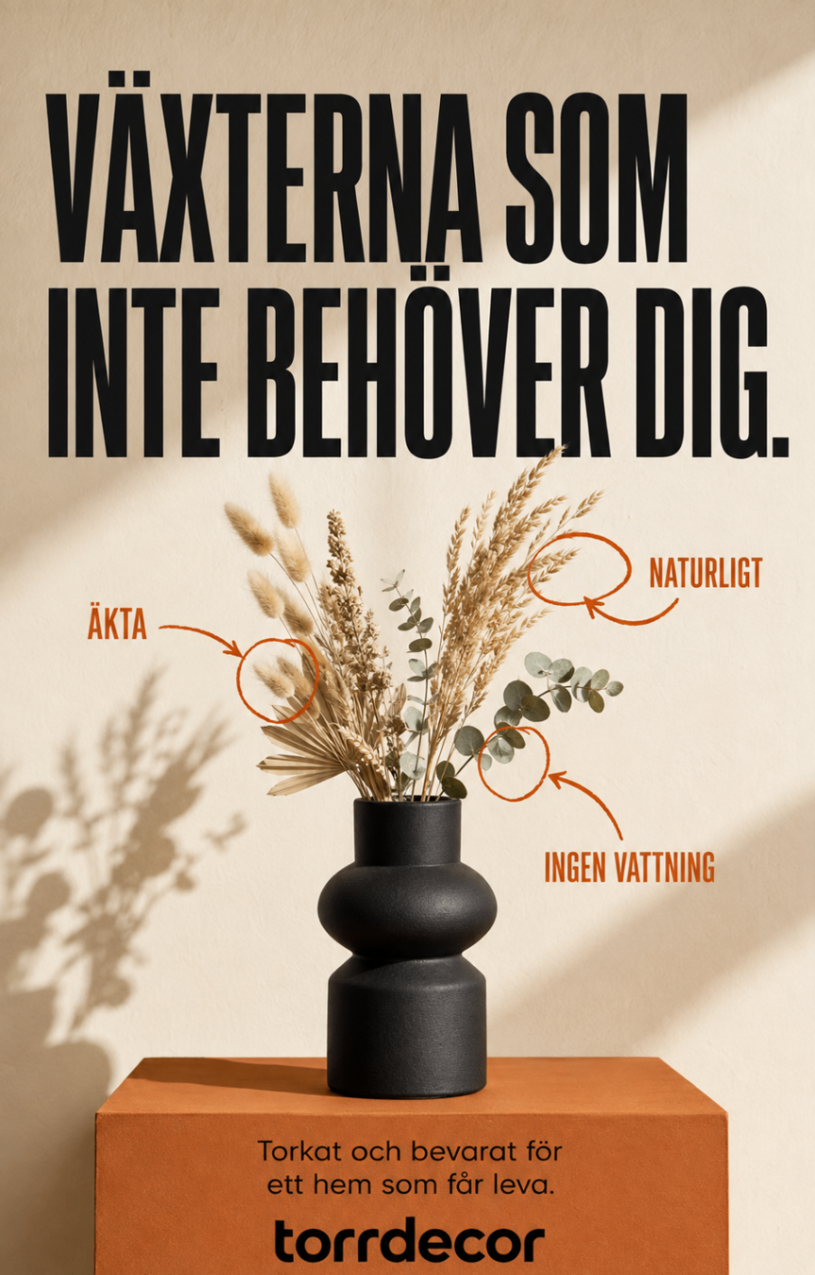 Annons för Torrdecor med designvas