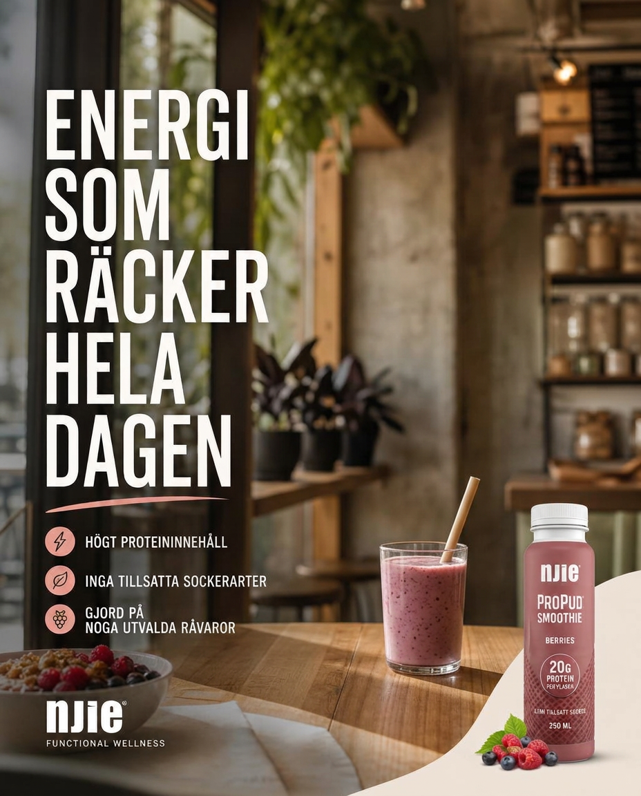Lifestyleannons med produkt i café-miljö